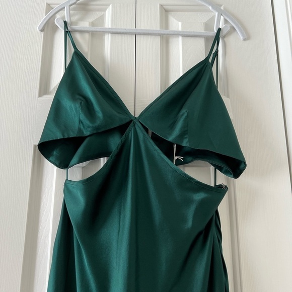 Reformation Poppies Silk Cutout Maxi Dress Forest Green NEW with tags - Picture 3 of 9